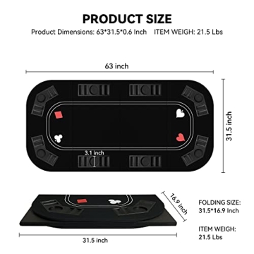 YUZPKRSI Professional 3 in 1 Poker Table Top for All Games
