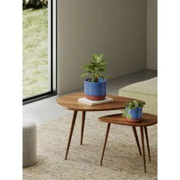 LE TAUCI Plant Pots Indoor, 5.5 + 6.8 Inch Ceramic Pots for Plants with Drainage Holes for Home and Office, Round Modern Flower Pots for Succulent Cactus, Set of 2, Aqua Blue