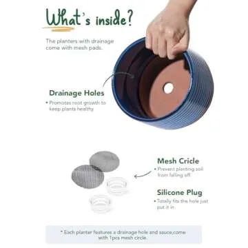 LE TAUCI Plant Pots Indoor, 5.5 + 6.8 Inch Ceramic Pots for Plants with Drainage Holes for Home and Office, Round Modern Flower Pots for Succulent Cactus, Set of 2, Aqua Blue