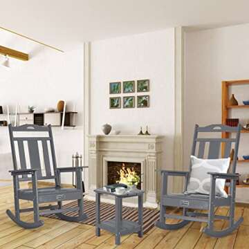 nalone Outdoor Rocking Chairs Set of 2, Oversized Porch Rocker Chair for Adult, All-Weather Resistan...