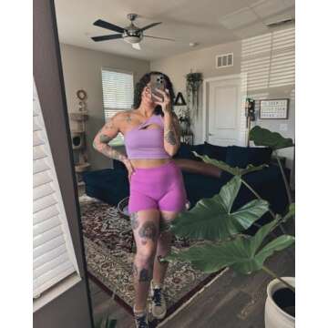 Aoxjox Women's Workout Sports Bras Fitness Gym Olivia Asymmetric One Shoulder Padded Bra Yoga Crop Tank Top (Lilac Purple, Small)