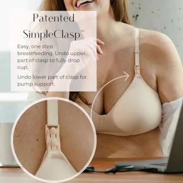 Pumping and Nursing Bra in One with Fixed Padding - Patented Supermom T-Shirt - Pumping Bra Hands Free - Comfortable Maternity Breast Pump Bra - Bra for Breastfeeding Pumps for Women | SR34E