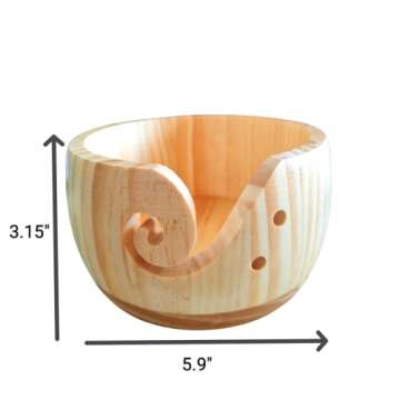 Wooden Yarn Bowl, 5.9 * 3.2inch Knitting Yarn Holder, Yarn Bowls with Holes for Crocheting (A)