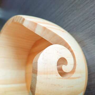 Wooden Yarn Bowl, 5.9 * 3.2inch Knitting Yarn Holder, Yarn Bowls with Holes for Crocheting (A)
