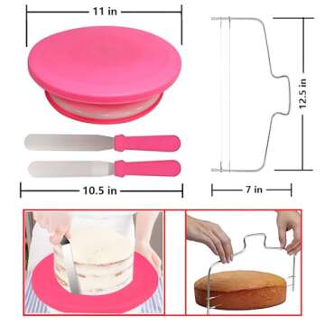 YOQXHY 90 Pcs Cake Decorating Kit with Cake Turntable,Cake Leveler,24 Numbered Icing Piping Tips,2 S...