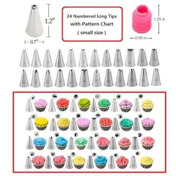 YOQXHY 90 Pcs Cake Decorating Kit with Cake Turntable,Cake Leveler,24 Numbered Icing Piping Tips,2 Spatulas,3 Comb Scrapers,2 Couplers,5 Bag Ties and 50 Disposable Pastry Bags