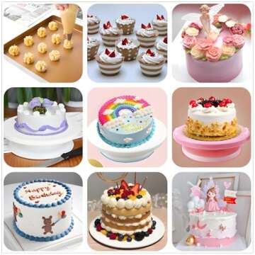 YOQXHY 90 Pcs Cake Decorating Kit with Cake Turntable,Cake Leveler,24 Numbered Icing Piping Tips,2 Spatulas,3 Comb Scrapers,2 Couplers,5 Bag Ties and 50 Disposable Pastry Bags