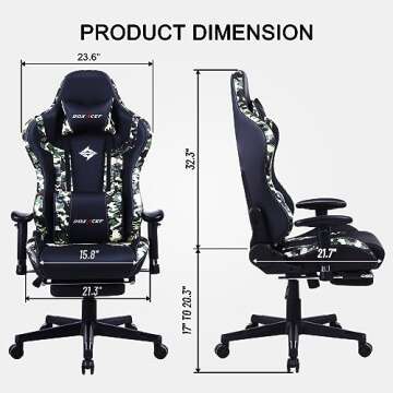 DOXACEF Gaming Chair with Massage and Footrest Large Computer Desk Chair Video Gaming Chair Adjustable Reclining Gamer Chair