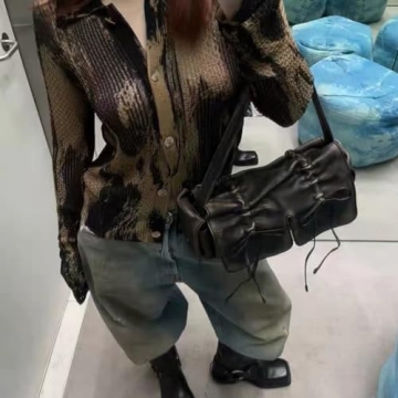 Stylish Juoxeepy Vintage Y2K Faux Leather Handbag