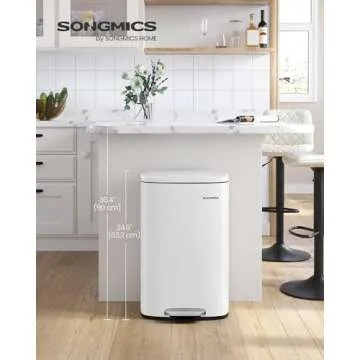 SONGMICS 13 Gallon (50 L) Trash Can, Stainless Steel Kitchen Garbage Can, Recycling or Waste Bin, So...
