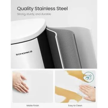 SONGMICS 13 Gallon (50 L) Trash Can, Stainless Steel Kitchen Garbage Can, Recycling or Waste Bin, Soft Close, Step-On Pedal, Removable Inner Bucket, White ULTB050W01