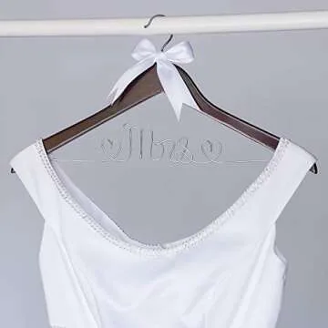 Ella Celebration Mrs Wedding Dress Hanger - Stunning Wood & Wire Design