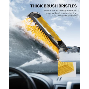 AUTOWN 2 Pack 27" Snow Brush and Ice Scraper for Car Windshield, 3-in-1 Ice Scraper & Snow Brush & Water Squeegee, Detachable Snow Scrapers with Ergonomic Foam Grip for Cars, Trucks, SUVs