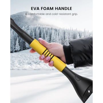 AUTOWN 2 Pack 27" Snow Brush and Ice Scraper for Car Windshield, 3-in-1 Ice Scraper & Snow Brush & Water Squeegee, Detachable Snow Scrapers with Ergonomic Foam Grip for Cars, Trucks, SUVs