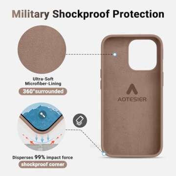 AOTESIER Shockproof Designed for iPhone 14 Pro Max Case, [Food Grade Silicone] [Military Drop Protection] with Anti-Scratch Lining Protective Phone Case for 14 ProMax, 6.7 inch, Light Brown