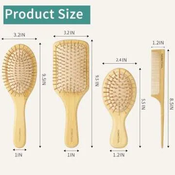 Sustainable DEBETOOL Bamboo Hair Brush and Comb Set - Eco-Friendly Detangling