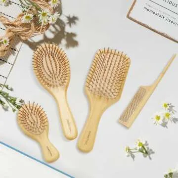 Eco-Friendly DEBETOOL Bamboo Hair Brush Set for All