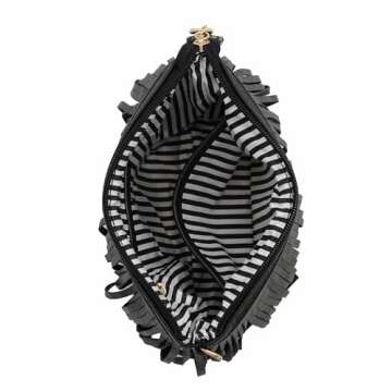 FashionPuzzle Small Fringe Crossbody Bag with Wrist Strap (Black)