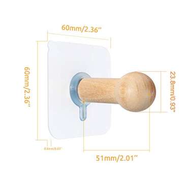 FOTYRIG 8lbs Wooden Adhesive Hat Hooks for Any Room