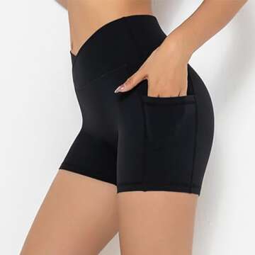 Stylish Darkterror Women's Crossover Waist Workout Shorts