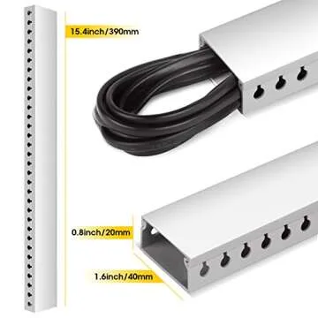 Cable Raceway Kit, Stageek Cable Management System Open Slot Wiring Raceway Duct with Cover, On-Wall Concealer Organizer to Hide Wires Cords for TVs, Computers - 9x15.4inch, White