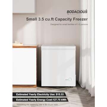 Bodacious 3.5 cuft Chest Freezer - Compact, Energy-Efficient & Quiet Mini Deep Freezer with Removable Baskets for Apartments, RVs, and Garages