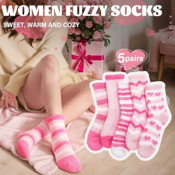 Women's Fuzzy Socks - Cozy Fleece Winter Cabin Slippers