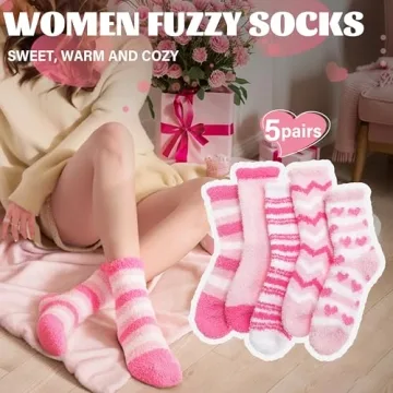 Women's Fuzzy Socks - Cozy Fleece Winter Cabin Slippers