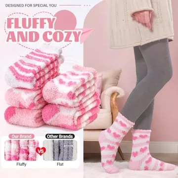 Women's Fuzzy Socks - Cozy Fleece Winter Cabin Slippers