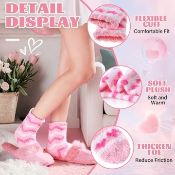 Women's Fuzzy Socks - Cozy Fleece Winter Cabin Slippers