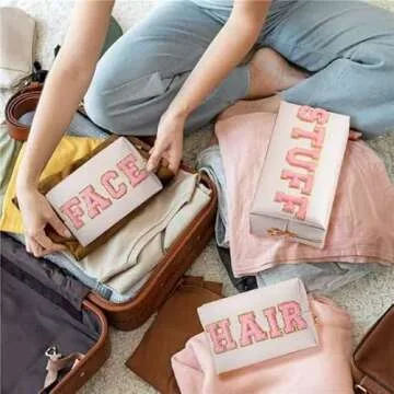 Y1tvei 4Pcs Stylish Makeup Bag Set for Women