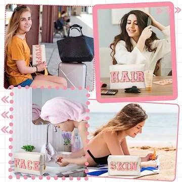 Y1tvei 4Pcs Stylish Makeup Bag Set for Women