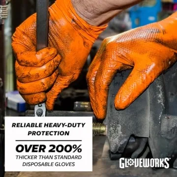 GLOVEWORKS HD Orange Nitrile Gloves 8 Mil Heavy Duty
