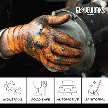 GLOVEWORKS HD Orange Nitrile Gloves 8 Mil Heavy Duty