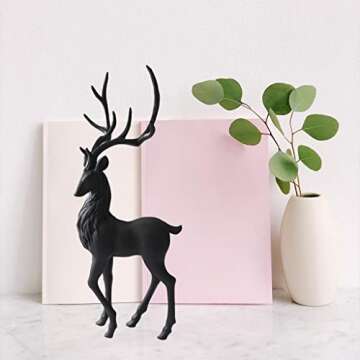 Resin Deer Christmas Decoration Reindeer Ornaments Sculpture for Bedroom Living Room Desk Gifts Ligh...