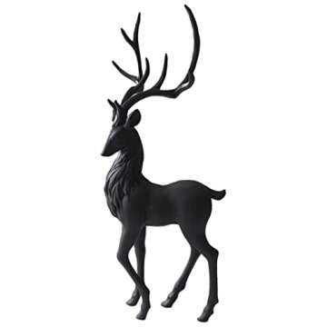 Resin Deer Christmas Decoration Reindeer Ornaments Sculpture for Bedroom Living Room Desk Gifts Light, Standing