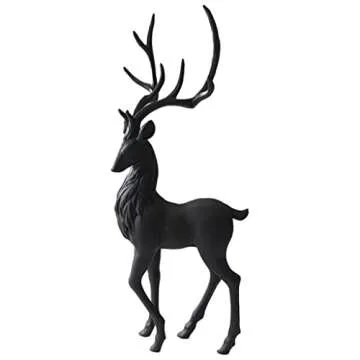 Resin Deer Christmas Decoration Reindeer Ornaments Sculpture for Bedroom Living Room Desk Gifts Light, Standing