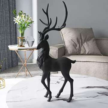 Resin Deer Christmas Decoration Reindeer Ornaments Sculpture for Bedroom Living Room Desk Gifts Light, Standing
