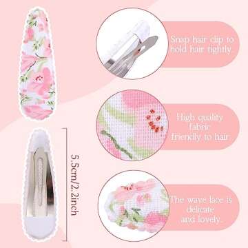 Girl Hair Clips Floral Print Toddler Hair Clips Non Slip Wrapped Snap Hairpins for Kids Barrettes Hair Accessories for Baby Toddler Girls