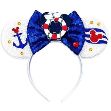 CLGIFT Cruise Minnie Ears, Pick Your Color - Boat, Nautical, Rainbow Sparkle, Classic Red Sequin Mouse Ears