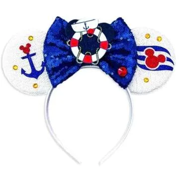 CLGIFT Cruise Minnie Ears, Pick Your Color - Boat, Nautical, Rainbow Sparkle, Classic Red Sequin Mouse Ears