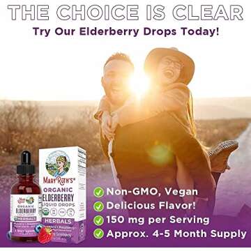 Elderberry Syrup | USDA Organic Elderberry | Sugar Free Adults & Kids Immune Support Supplement for Ages 1+ | Clean Label Project Verified, Vegan, Non-GMO, Gluten Free | 1 Fl Oz (2 Pack)