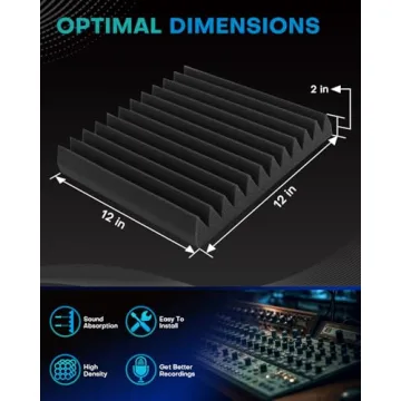 50 Pack Sound Proof Foam Panels for Walls, 2 X 12 X 12 Inches Acoustic Foam Panels, High Density Aco...