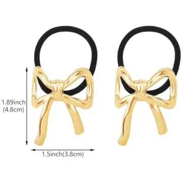 Gold Bow Ponytail Holders Elegant Hair Ties for Women