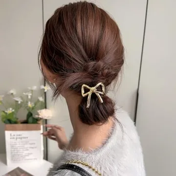 Gold Bow Ponytail Holders Elegant Hair Ties for Women