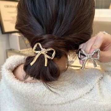 Gold Bow Ponytail Holders Elegant Hair Ties for Women