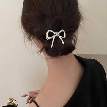 Gold Bow Ponytail Holders Elegant Hair Ties for Women