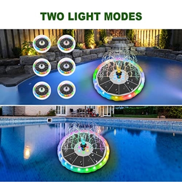 Yzert Solar Water Fountain with LED Lights and Battery