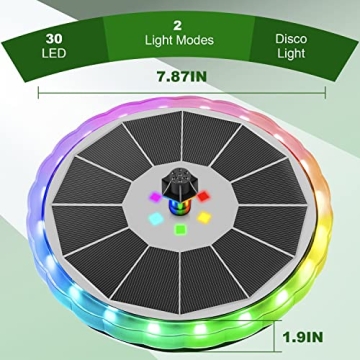Yzert Solar Water Fountain with LED Lights and Battery