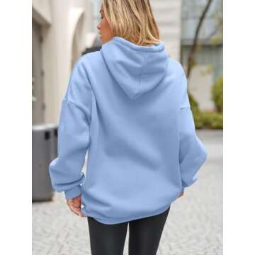 EFAN Womens Oversized Hoodies Sweatshirts Fleece Hooded Pullover Tops Sweaters Casual Comfy Fall Fashion Outfits Clothes 2025 LightBlue M